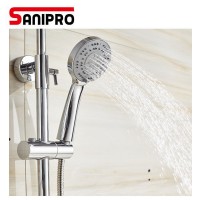 Sanipro Stainless steel surface polished rainfall wall mounted shower heads single handle shower set