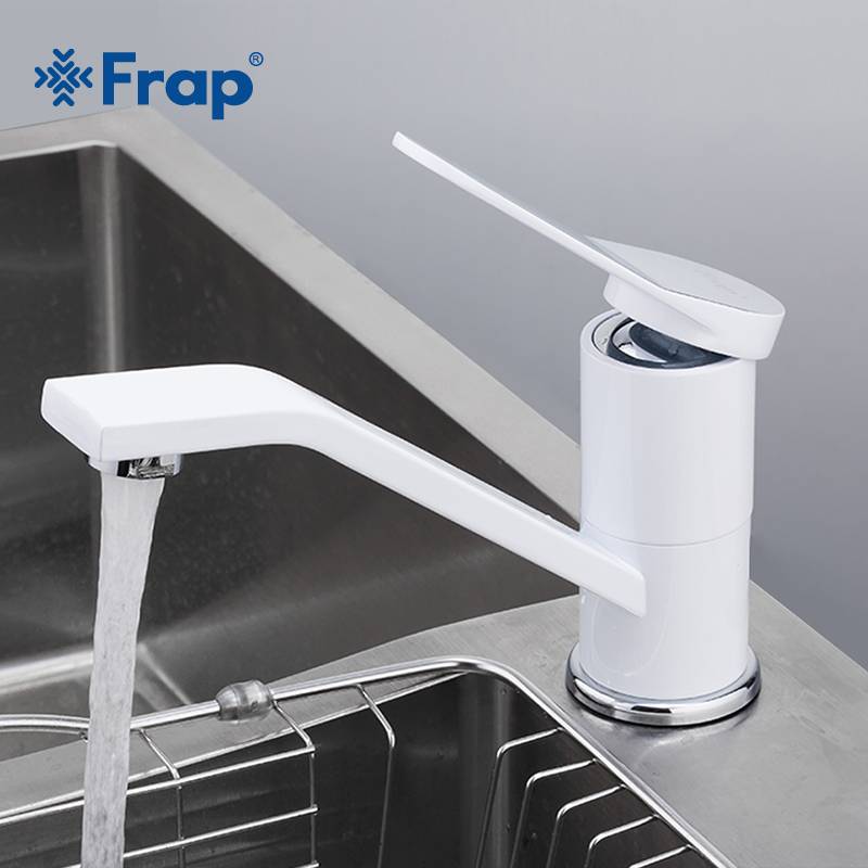 Single Hole Brass White Kitchen Faucet Tap Mixer