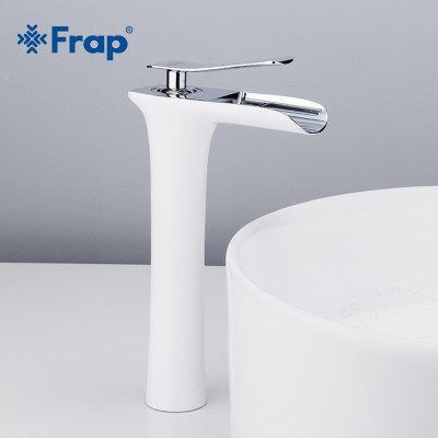 Frap Bathroom White Brass Taps Luxury Waterfall Faucets